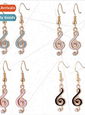 Popular drilling musical notes temperament earrings students