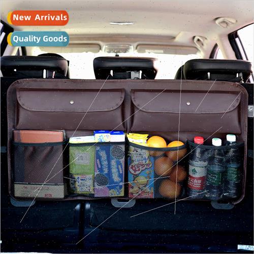 Leather car organizer bag large capacy trunk seat back bag c