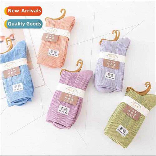 Socks fall winter double needle mid-calf socks wh nd cotton
