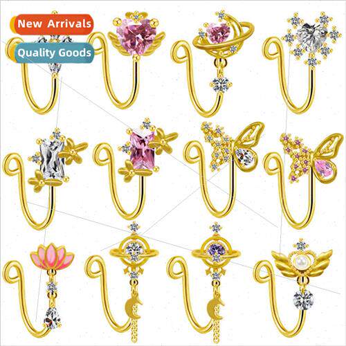 Europe light sense luxury elegant nose clip butterfly heart-