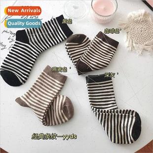 calf socks retro striped vers fall mid spring Japanese women
