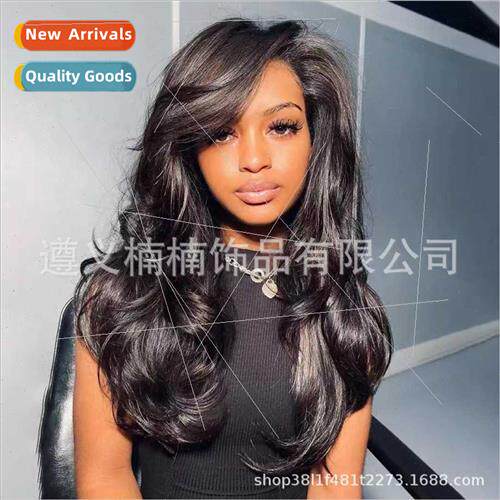 Europe new wig black long curly hair fluffy big curls Africa