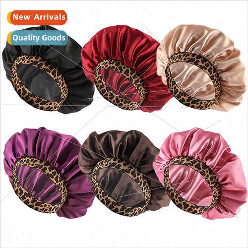 High elasticy leopard print elastic band sleeping cap single