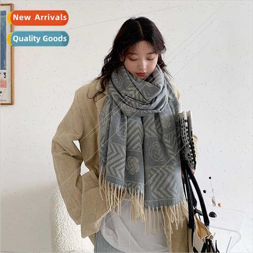 Scarf female winter Korean  tide waves pattern rose pattern