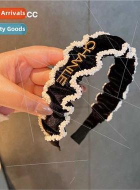 too velvet rice beads ruffles versatile high skull top hairp