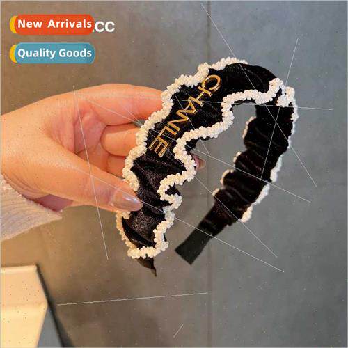 too velvet rice beads ruffles versatile high skull top hairp