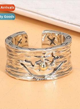 Men Fashion Skeleton Hammered Wide Finger Opening Vintage Cl