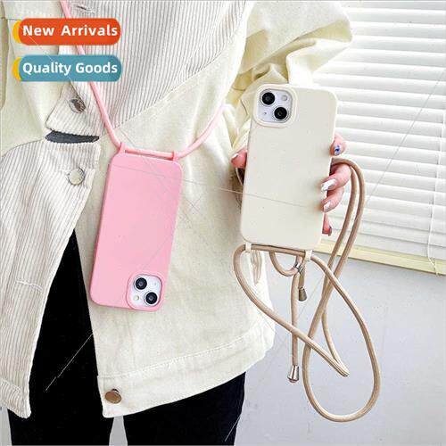 适用iPhone 15promax skin feel lanyard 13 phone case Apple 12