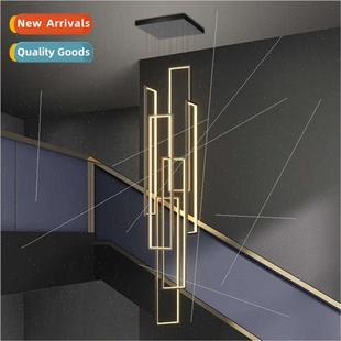 simple modern villa duplex loft Staircase hollow chandelier