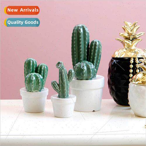 Creative simulation ceramic cactus plant ornaments rustic  h