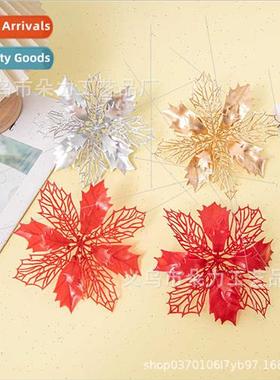 New over gold over silver hollow Christmas flowers Multi-col