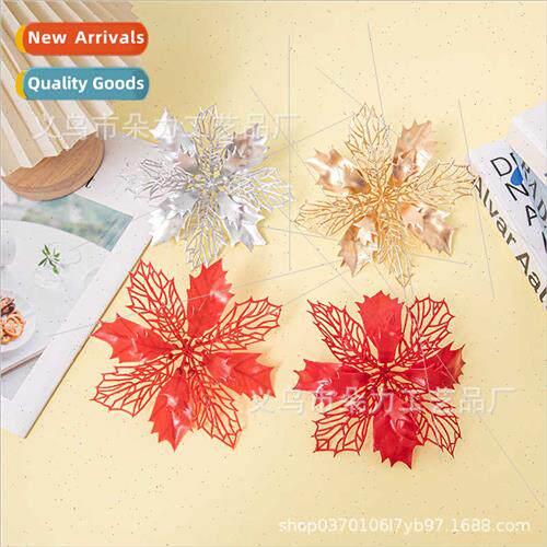 New over gold over silver hollow Christmas flowers Multi-col