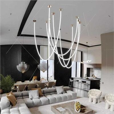 Modern LED chandelier silicone strip light living room resta