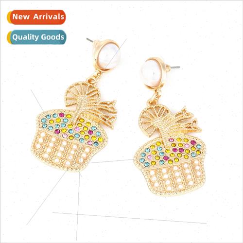 personaly versatile colored diamond ice cream earrings cute 珠宝/钻石/翡翠/黄金 DIY配件 原图主图