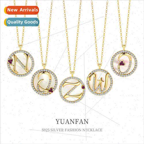 925 lver Vintage Necklace Europe ins Whe Shell Letter Neckla