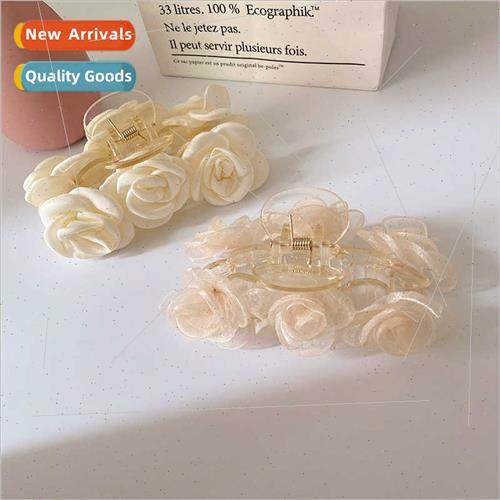 Camellia large hair clips female back head grab clips plate