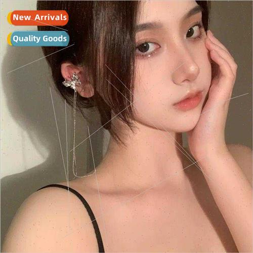 French fragrance butterfly long tassel metal ear bone clip w