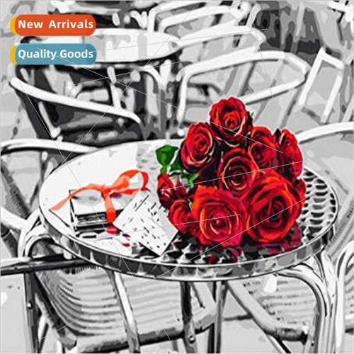 Diamond painting new DIY table red rose full round diamonds