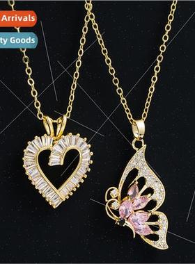 Europe new ins love love copper gold-plated diamonds collarb