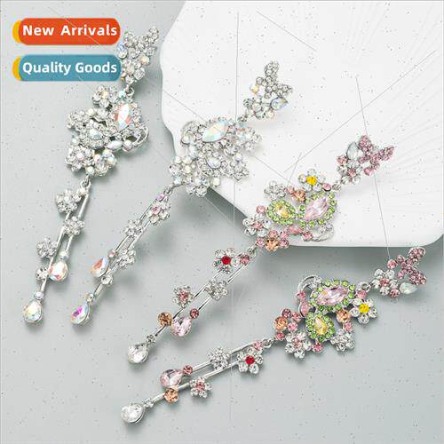 Europe new retro butterfly earrings sense tassel Chinese col