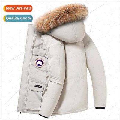 Down jacket raccoon real hair collar men women couples pie o