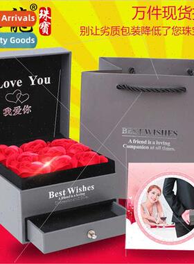 Rose  Box Forever Flower Drawer Necklace Box Soap Flower Jew