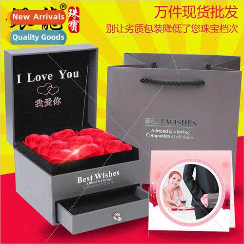 Rose  Box Forever Flower Drawer Necklace Box Soap Flower Jew