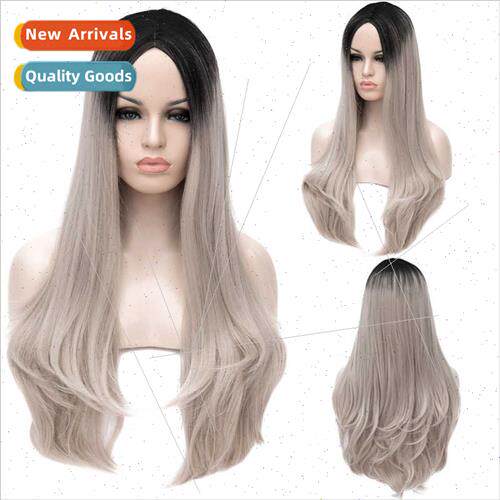 Europe gradient color center parted long wigs wig xuchang