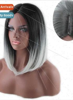 Europe center parted no bangs black gray gradient highlights