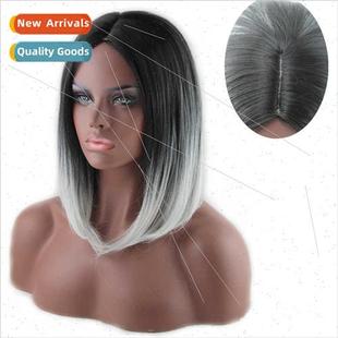 Europe center parted no bangs black gray gradient highlights