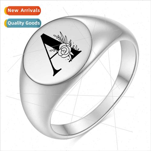 Stainless 304 Ring mple 26 English Alphabet Roses Casting Ri