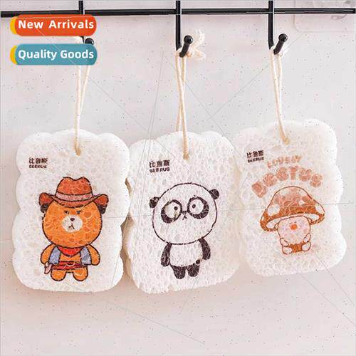 Cartoon Printed Compressed Wood Pulp Cotton Sponge Scrub Dis