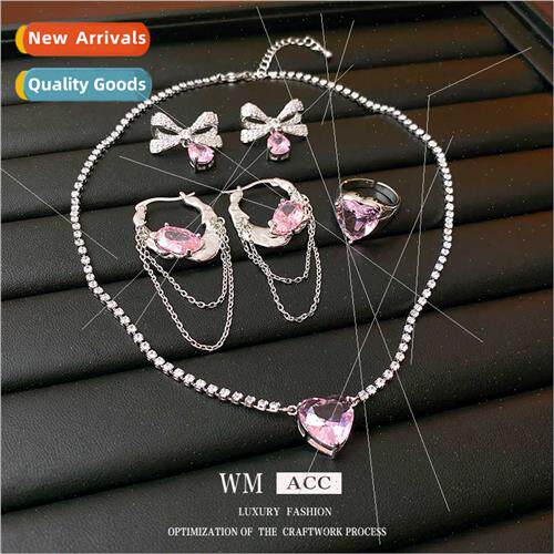 lver needle zirconia bow drop earrings Korea sweet delicate