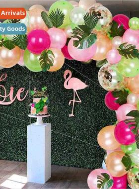 Hawaiian lei balloon chain set flamingo est theme atmosphere