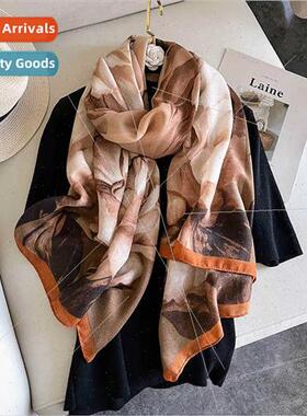 Cotton linen scarf female fall winter warm Korean atmosphere