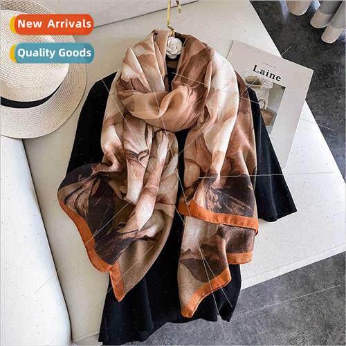 Cotton linen scarf female fall winter warm Korean atmosphere