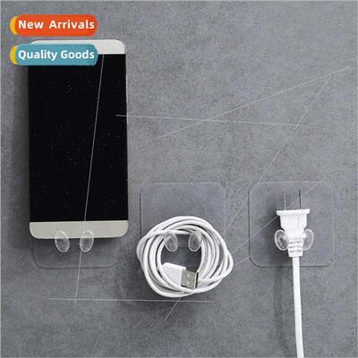 Wire Plug Hooks Hole-free Transparent Sticky Hooks Creative