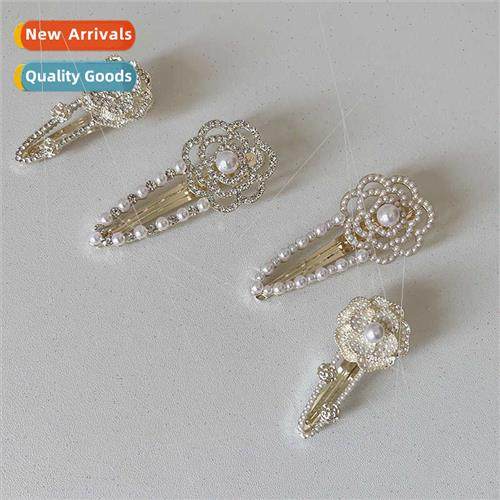 Pearl camellia hair clips temperament elegant bangs sea side
