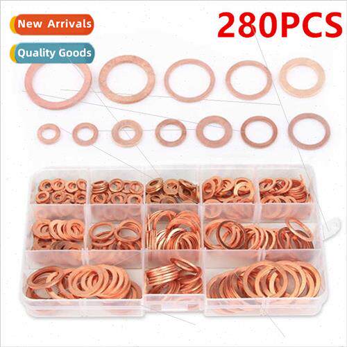 280PCS Purple Copper Gasket Oil Seal Gasket Box Gasket Flat