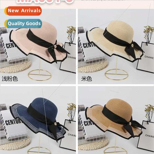 Summer universal large brim striped sun hat fashion dome hea