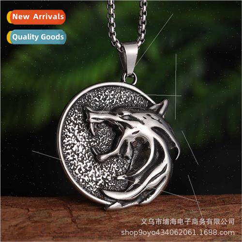 Europe Viking Intergold Wolf Head Tanium Steel Pendant Men V