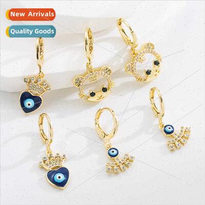 Europe Trend Earrings xury Devil Eye Love Heart Zirconium Ea