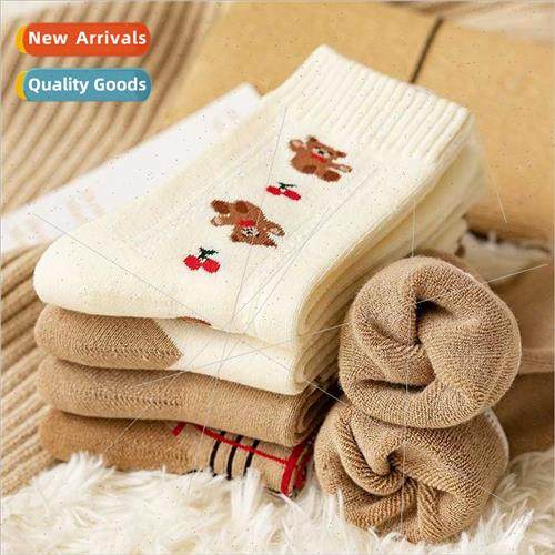 Bear socks women mid-calf socks autumn winter retro cute car
