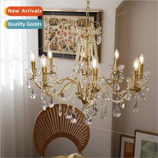 French retro crystal pearl chandelier American  villa living