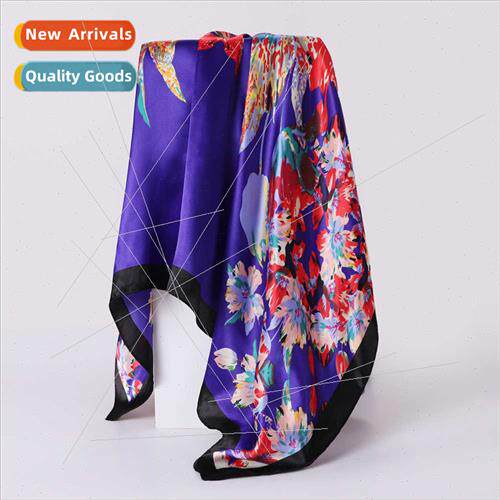Spring summer new silk scarf large square scarf floral print