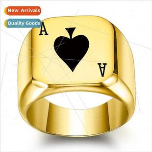 Europe steel lucky poker tanium men Spades Ace ins ring