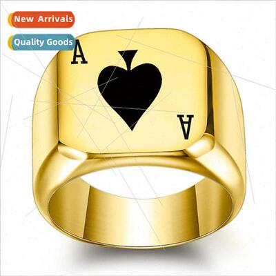 Europe ins Ace Spades tanium steel ring ring men lucky poker