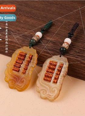 Sheep horn Ruyi Abacus car key pendant hand-carved hollow pe