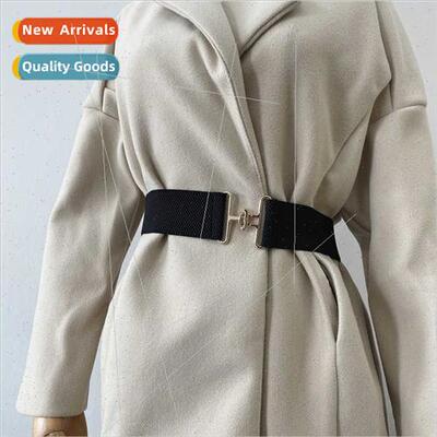 Convenient belt female black buttons elastic elastic wide be