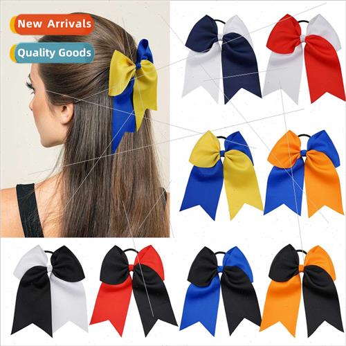Europe double patchwork color swallowtail large bow leather